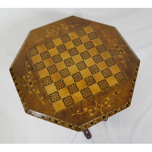 151 - Edwardian inlaid walnut and satinwood hexagonal shaped sewing table with lift-up lid, fitted interio... 