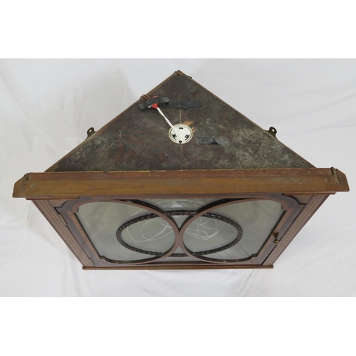 182 - Edwardian inlaid and crossbanded mahogany small corner wall display cabinet with ornate inlay, glaze... 