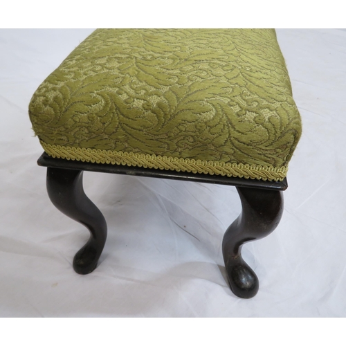 19 - Oblong Victorian upholstered stool with cabriole legs