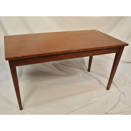 21 - Edwardian inlaid mahogany oblong occasional table with square tapering legs