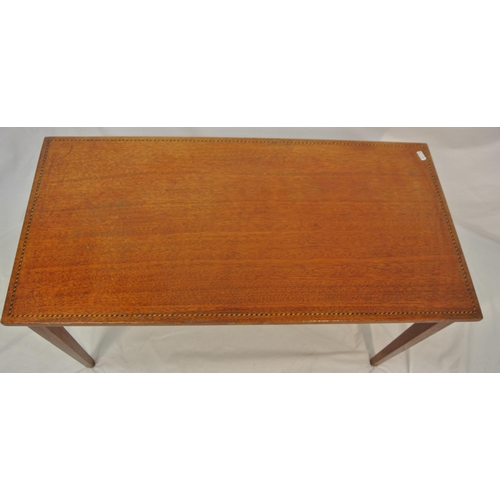 21 - Edwardian inlaid mahogany oblong occasional table with square tapering legs