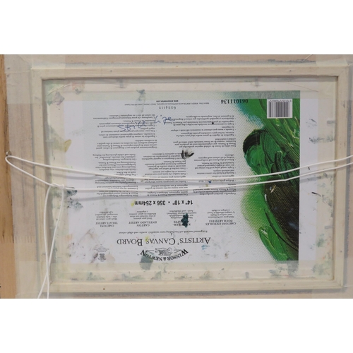 233 - Rio 'Still life study of flowers and a bottle' oil on board 25x35cm signed