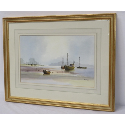 235 - R Witchard 'Riverside scene' watercolour 24x39cm signed