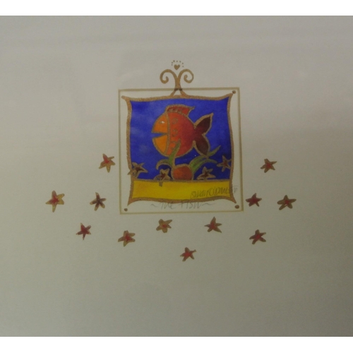 245 - Susan O'Doherty 'The Fish' & 'Teddy' a pair of watercolours 6x6cm each signed