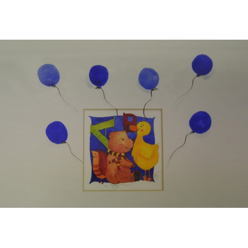 245 - Susan O'Doherty 'The Fish' & 'Teddy' a pair of watercolours 6x6cm each signed