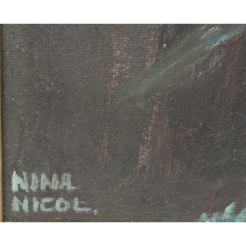 246 - Nina Nicol 'Waterfall' oil on canvas 50x40cm signed
