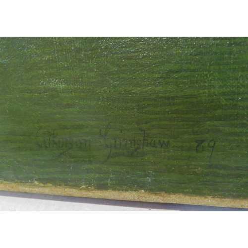 251 - After John Atkinson Grimshaw (1836-1893) 'Moonlight Quayside streetscape with figures' oil on canvas... 