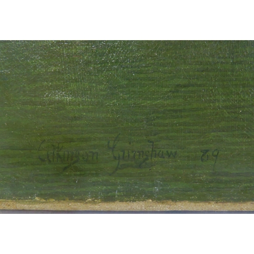 251 - After John Atkinson Grimshaw (1836-1893) 'Moonlight Quayside streetscape with figures' oil on canvas... 