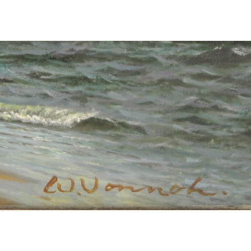 255 - Dutch school 'Wreck on a beach' oil on board 19x24cm signed