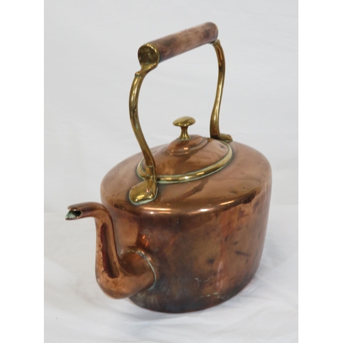 27 - Victorian copper kettle with shaped spout and handle