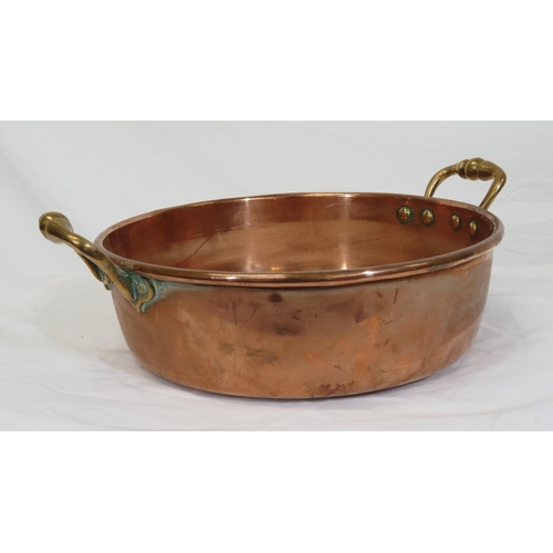 28 - Georgian style copper cauldron with shaped handles