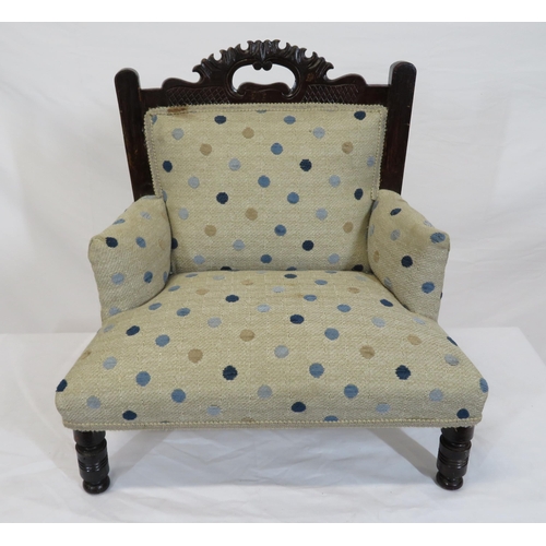 287 - Edwardian childs armchair with button decorated upholstery, on turned legs