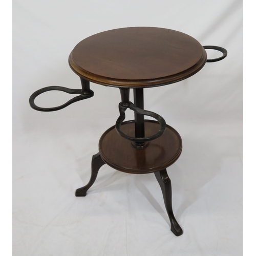 31 - Victorian mahogany two tier occasional table with pull-out shaped holders, on cabriole legs