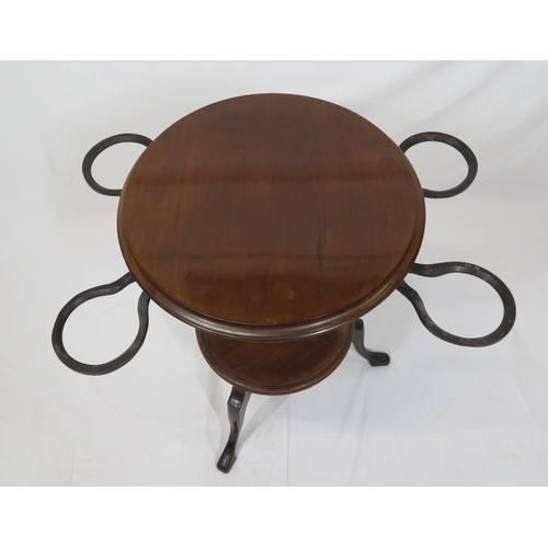 31 - Victorian mahogany two tier occasional table with pull-out shaped holders, on cabriole legs