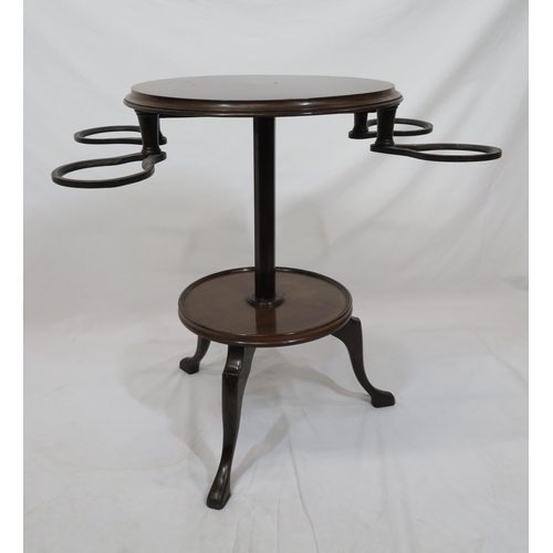 31 - Victorian mahogany two tier occasional table with pull-out shaped holders, on cabriole legs