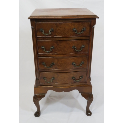 49 - Edwardian inlaid and crossbanded mahogany and walnut serpentine fronted chest with four drawers, sha... 