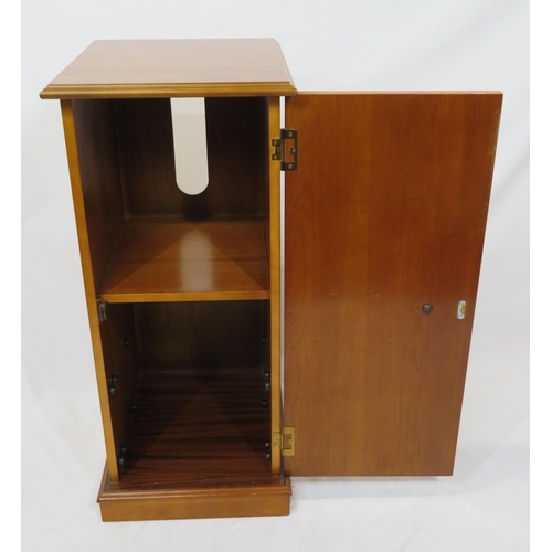 7 - Edwardian style mahogany bedside locker with shelved interior, drop handle, on plinth