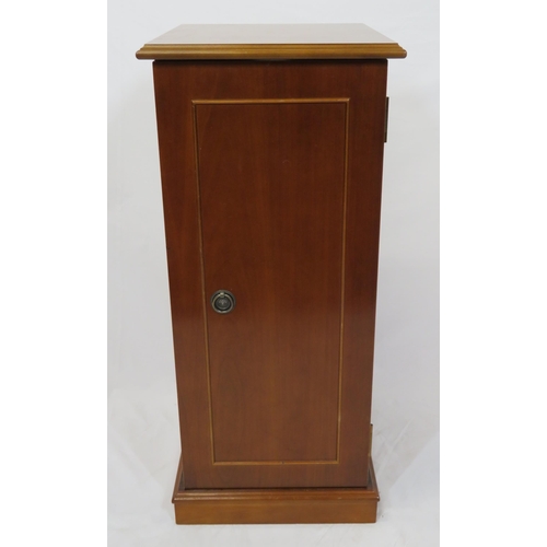 7 - Edwardian style mahogany bedside locker with shelved interior, drop handle, on plinth