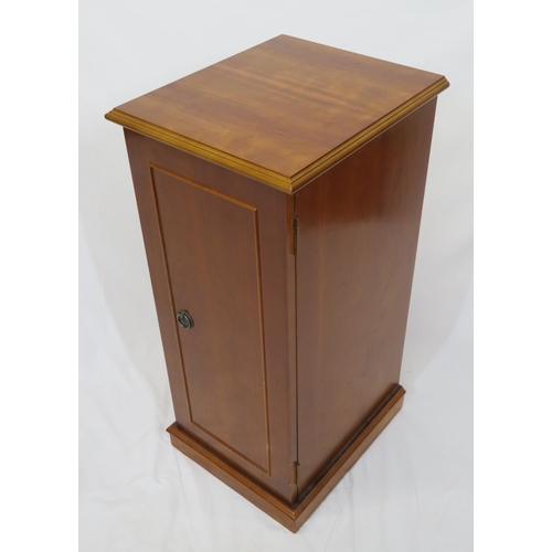 7 - Edwardian style mahogany bedside locker with shelved interior, drop handle, on plinth