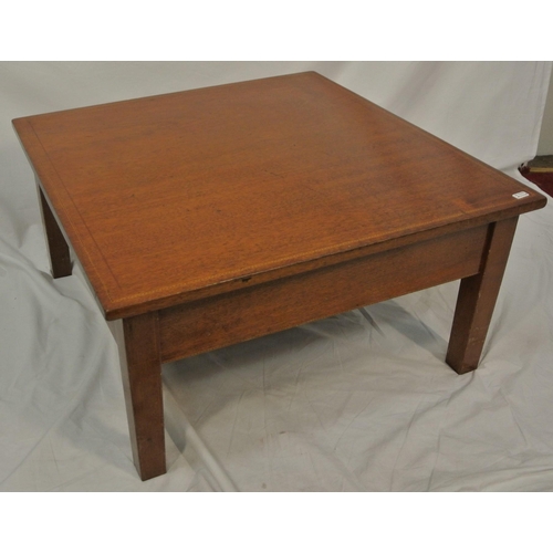 84 - Edwardian inlaid mahogany square occasional or coffee table with square inlaid legs