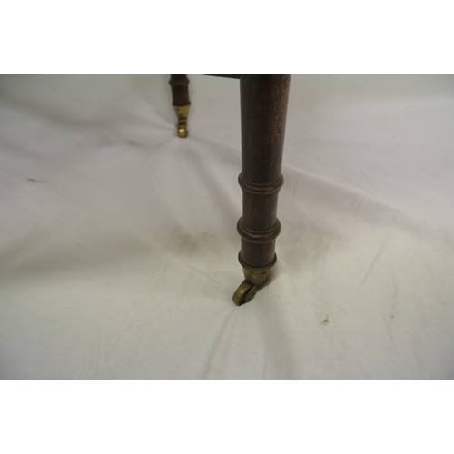 161 - Edwardian mahogany dropleaf table with D-shaped drop leaves, pull-out supports, frieze drawer with l... 