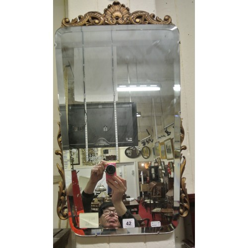 42 - Art Deco style gilt framed bevelled glass wall mirror