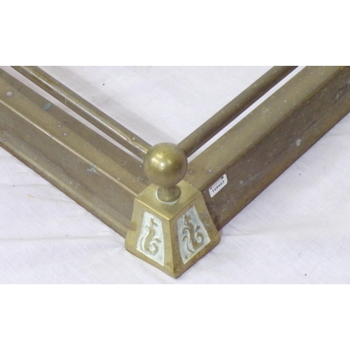 79 - Edwardian style brass fire kerb with ball shaped tops