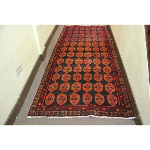 169 - Deep ground Persian Nahavan runner with all over Mahi design 290x131