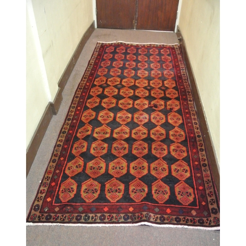 169 - Deep ground Persian Nahavan runner with all over Mahi design 290x131