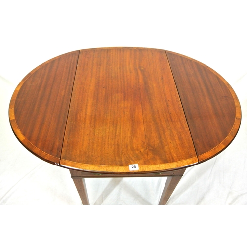 101 - Georgian Sheraton style inlaid and crossbanded mahogany Pembroke table with satinwood borders, D-sha... 