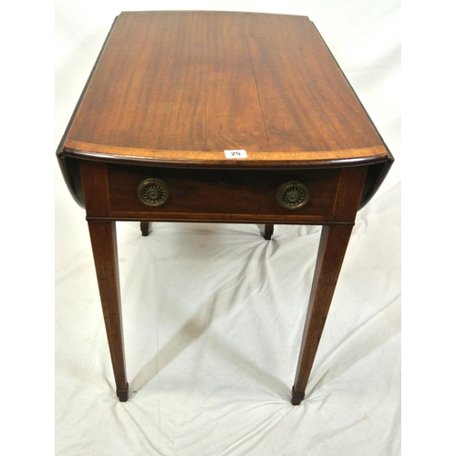 101 - Georgian Sheraton style inlaid and crossbanded mahogany Pembroke table with satinwood borders, D-sha... 