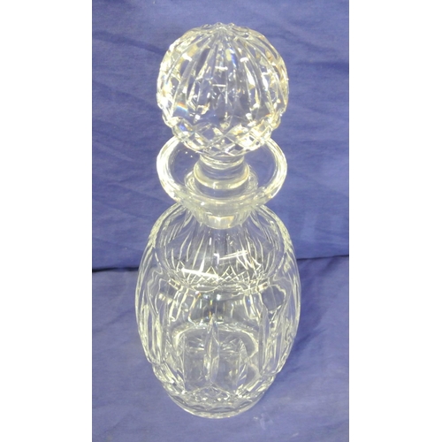 112 - Waterford Crystal cut glass decanter with faceted decoration and stopper