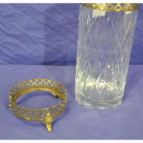 113 - French style brass mounted glass vase with hoof feet