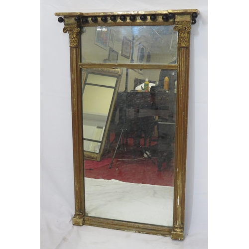 114 - Regency style pier glass wall mirror with foliate and ball decoration