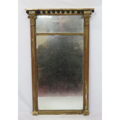 114 - Regency style pier glass wall mirror with foliate and ball decoration