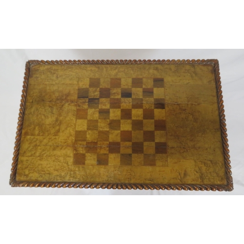 116 - William IV inlaid walnut work or sewing table with reeded border, chessboard inlay inset, frieze dra... 