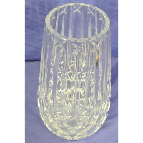 123 - Waterford Crystal round flower vase of baluster tapering form with diamond decoration