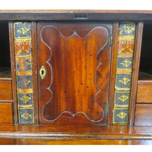 125 - Georgian mahogany bureau with drop-down front, with pull-out supports, interior fitted with drawers ... 