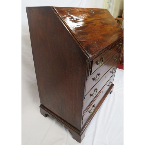 125 - Georgian mahogany bureau with drop-down front, with pull-out supports, interior fitted with drawers ... 