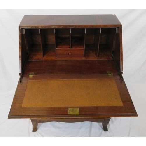 145 - Edwardian mahogany bureau with drop-down front, fitted interior, four drawers under with brass handl... 