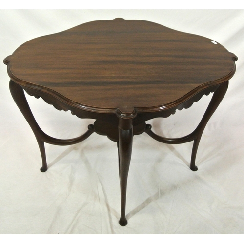 151 - Victorian mahogany occasional table with serpentine borders, cabriole legs with shaped stretchers an... 