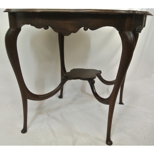 151 - Victorian mahogany occasional table with serpentine borders, cabriole legs with shaped stretchers an... 