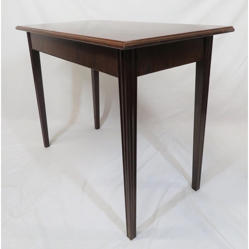 161 - Edwardian mahogany oblong occasional table with shaped borders, chamfered square tapering legs