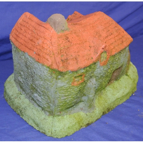 164 - Carved stone model of a mill house on shaped base