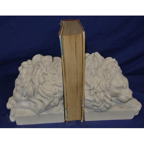 174 - Pair of Edwardian style plaster lion head book ends