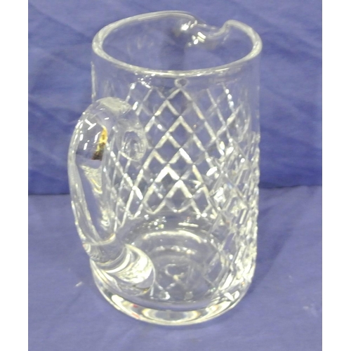 184 - Waterford Crystal cut glass water jug with diamond decoration and shaped handle