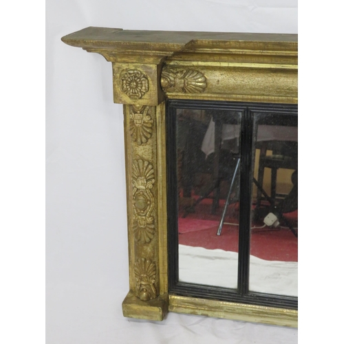 19 - Regency design gilt overmantle with reeded borders and foliate decoration
