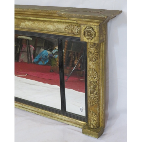 19 - Regency design gilt overmantle with reeded borders and foliate decoration