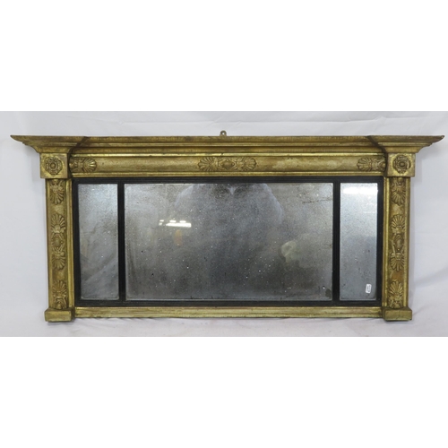 19 - Regency design gilt overmantle with reeded borders and foliate decoration