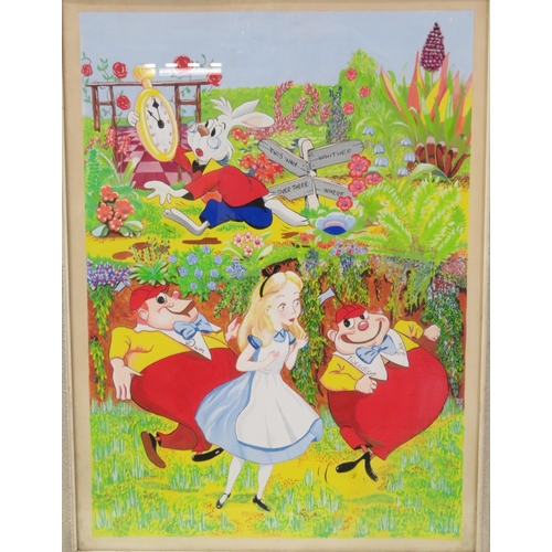 225 - Pair of Alice in Wonderland framed posters 50x76cm each